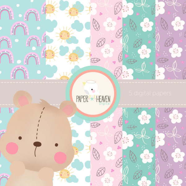 teddy bear digital papers